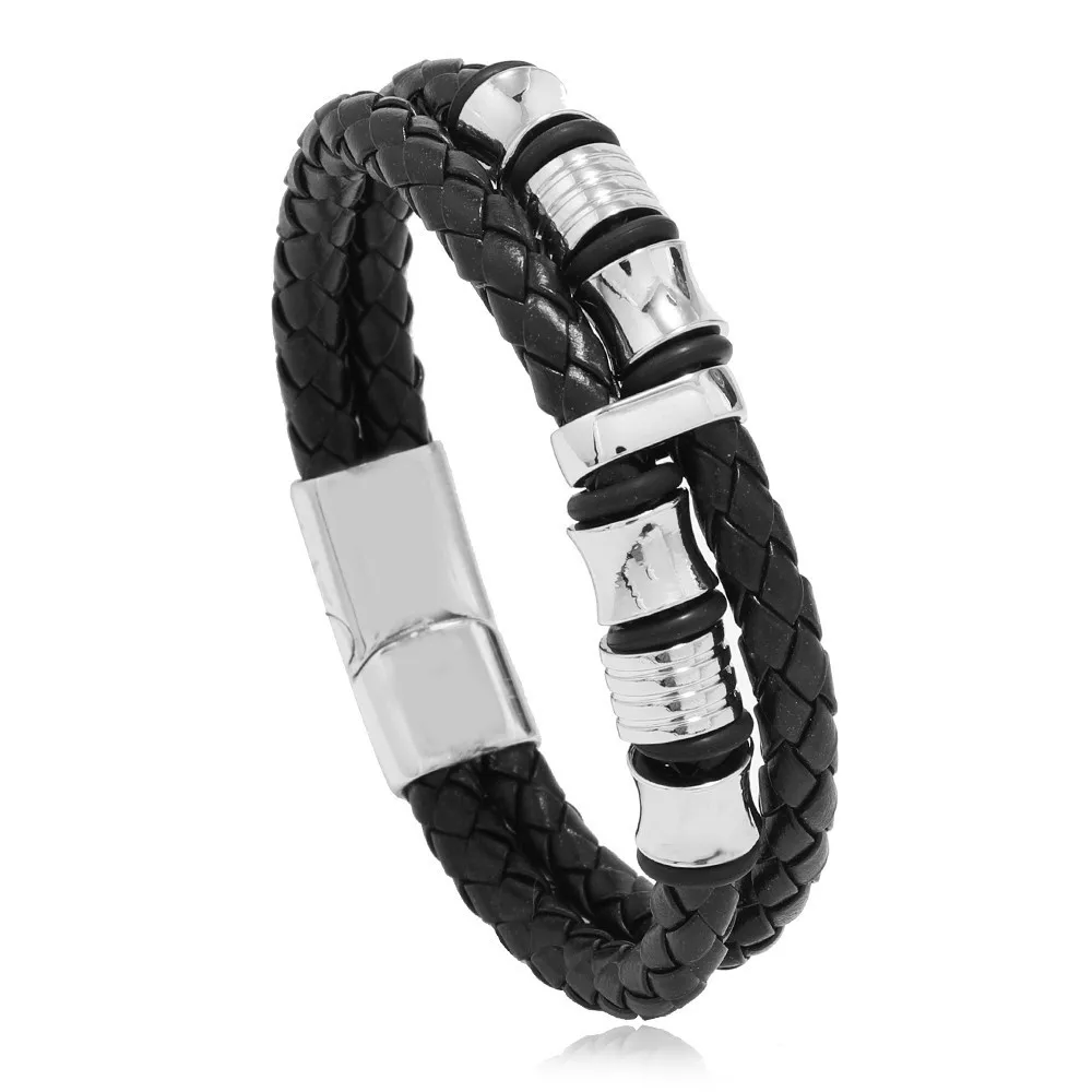 

Wholesales 6MM Leather Men Jewelry Bracelets Custom Braided Genuine Leather Bracelet For Men