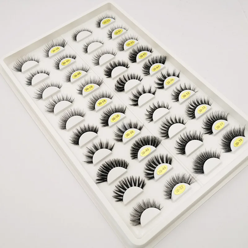 

Popular Design 20 Pair Mink Lashes, Synthetic Hair Fulffy 3d Effect Customize Lable And Package Handmade Fake Mink Eyelashes, Natural black