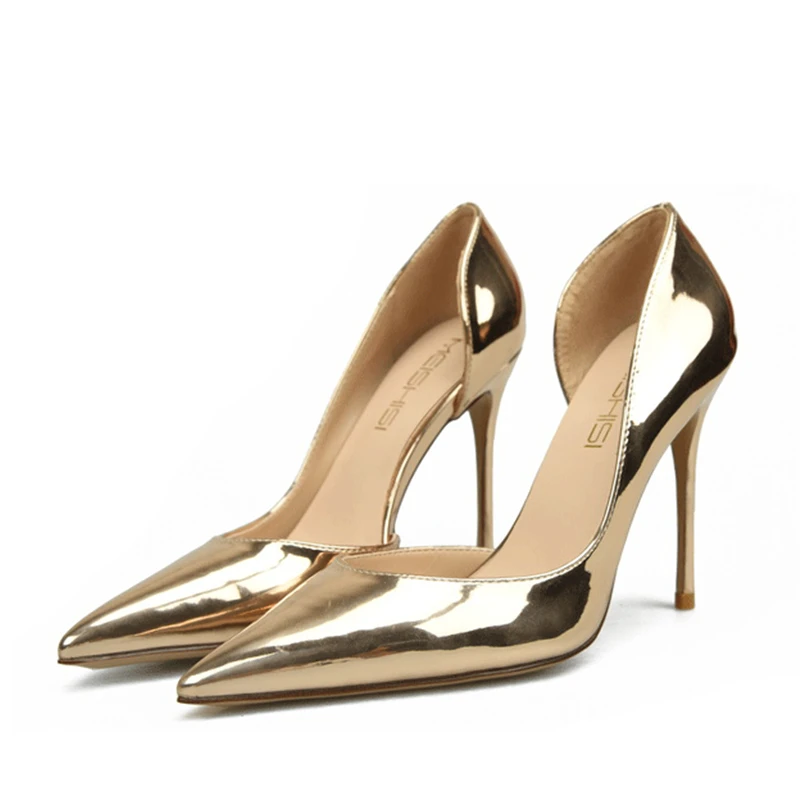 

Top Quality Silver Rose Gold Wholesale Women Pumps 45 46 Plus Size European Wedding Heels Bridal Shoes Stiletto High Heels Lady
