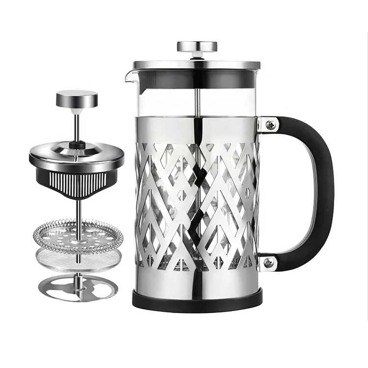 

304 Grade Stainless Steel French Press Coffee Maker 34 Ounce with 4 Level Filtration System Glass French Coffee Presser, Customized color