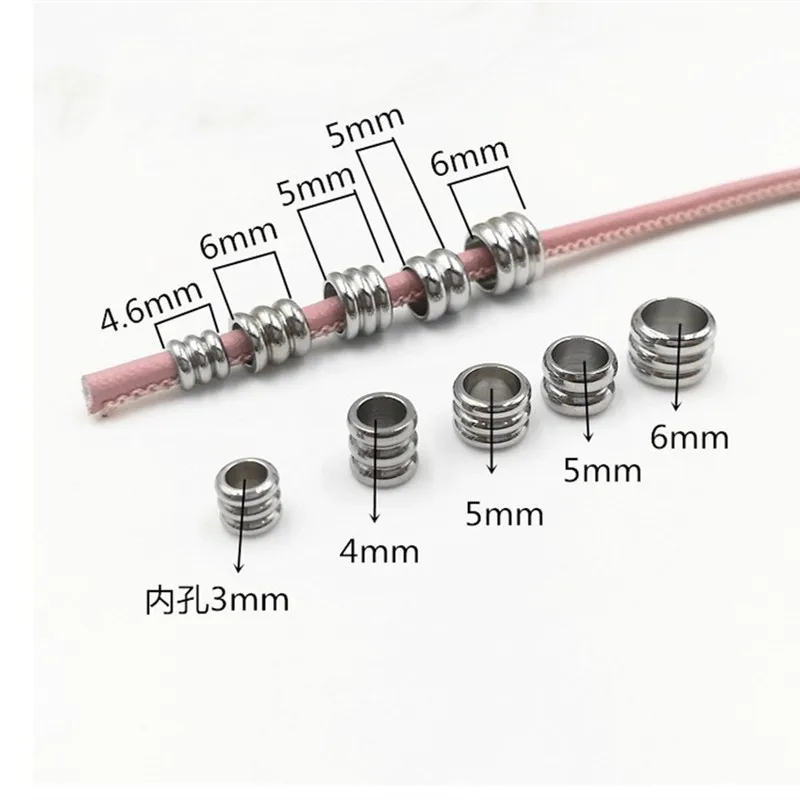 

Stainless Steel Spacer Beads Grooved Column Beads Tube Spacers Loose Charm Beads Large Hole for DIY Jewelry Making