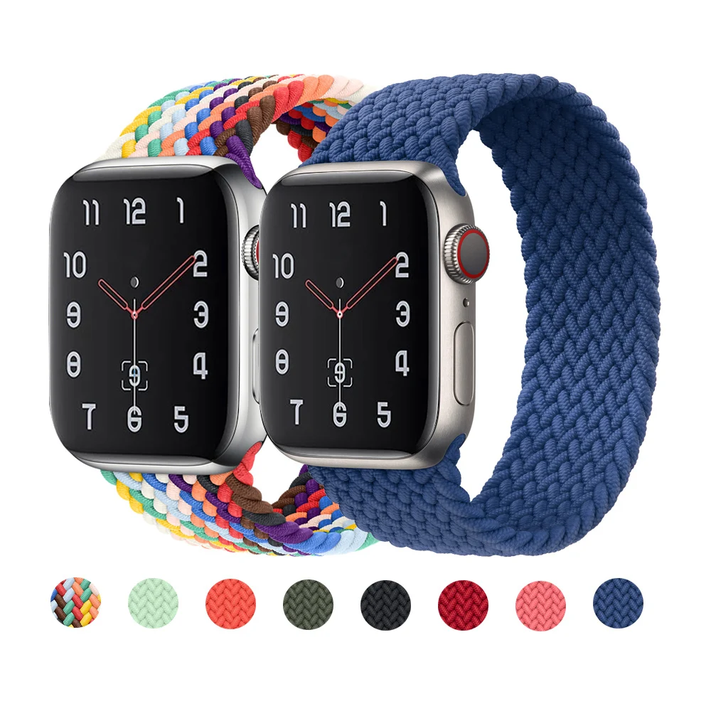 

38mm 40mm 42mm 44mm Solo Elastic Loop Nylon Braided Belt Bracelet Watch Band Strap For Apple Watch 6 5 4 3 4 2 1