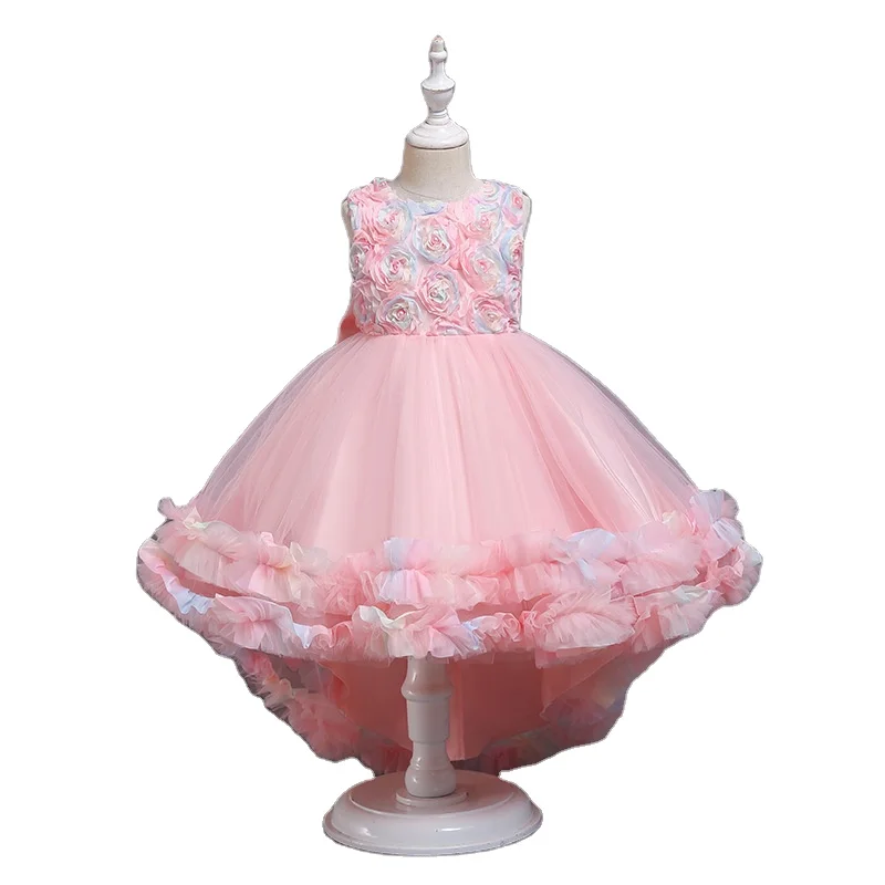 

2021 Boutique High End Girl Dress Party Wedding Birthday Children's Wear Elegant Baby Girl Dress Sleeveless Dress