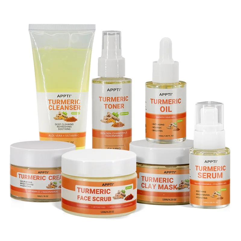 

Beauty Turmeric Skincare Cream Ginger Root Oil Whitening Anti-acne Facial Serum Kit Natural Organic Tumeric Face Skin Care Set