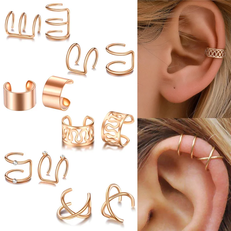 

Fashion Gold Color Ear Cuffs Accessories Leaf Clip Earrings Women Climbers No Piercing Cartilage Earring