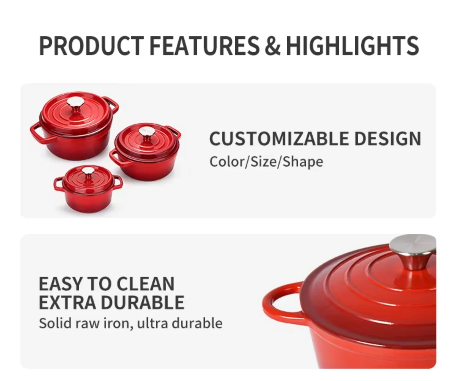 Home Kitchen Cooking French Style Orange Enameled Casseroles Dutch Oven Enamel Cast Iron Cookware