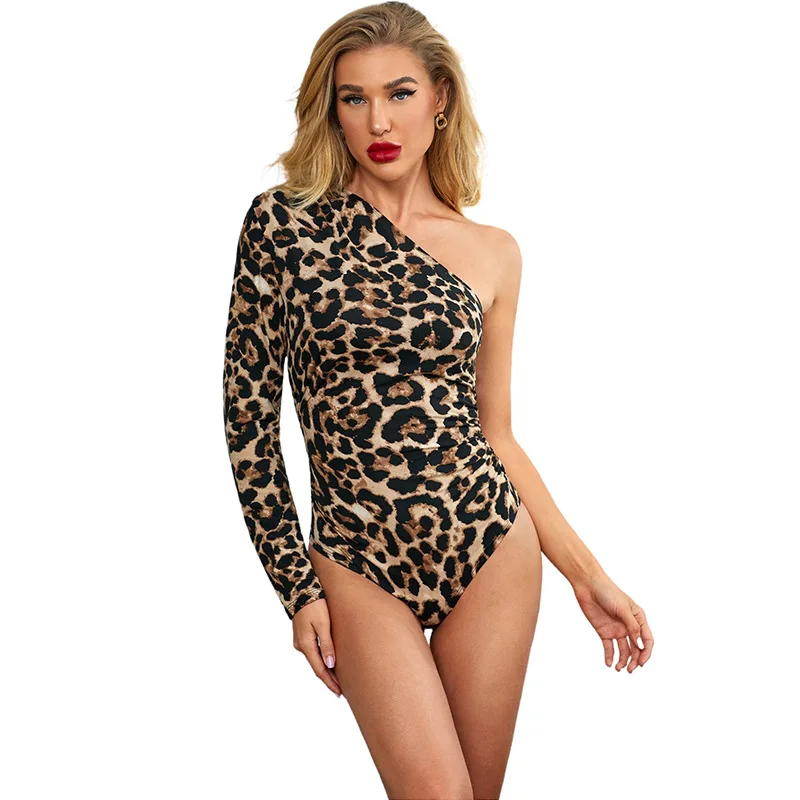 

2022 Newest Style Women Sexy V Neck One Pieces Jumpsuits Leopard Women Sexy Body Suit LC32418