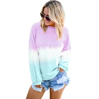 

2019 Women Clothing Long Sleeve Tie Dye Sweatshirt Color Block Quality Sweatshirts for Women