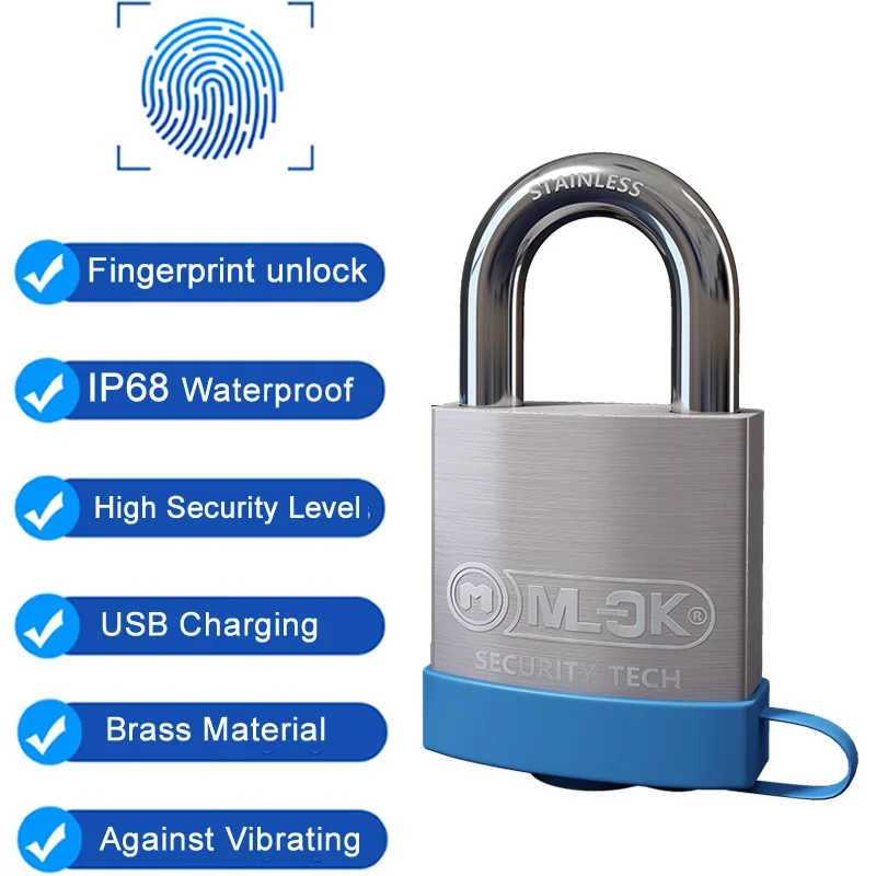 

MOK IP68 Waterproof 40mm 50mm Safety fingerprint smart electronic padlock