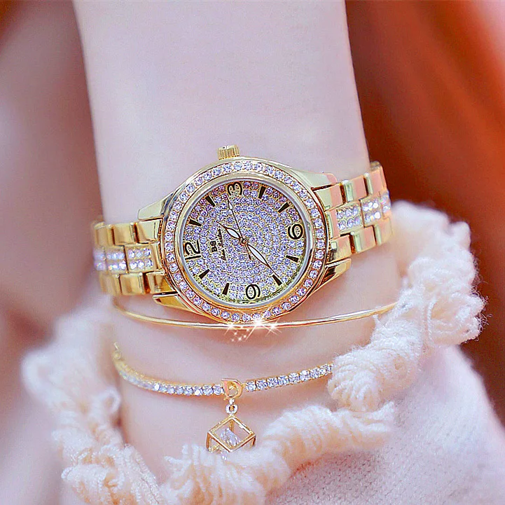 

Fashion Gold Women Watches Luxury Ladies Bracelet Watch Waterproof Quartz Watch (SK658), As picture