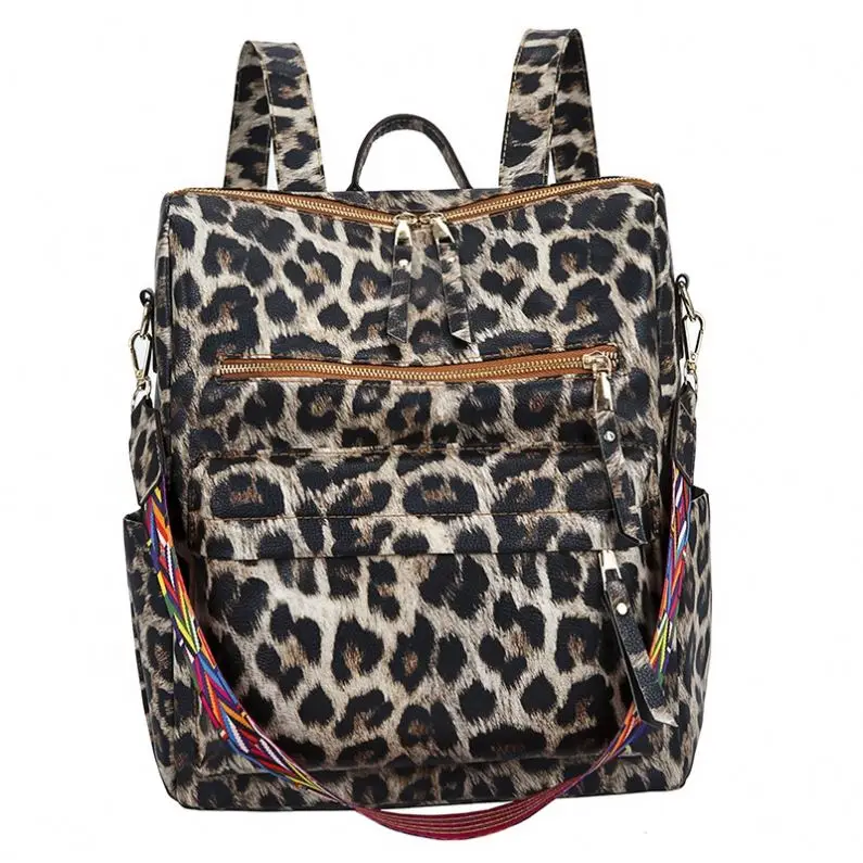 

2020 Hot style Pu ladies backpacks leopard print leather schoolbag girl fashion backpack bags, As picture or customized color