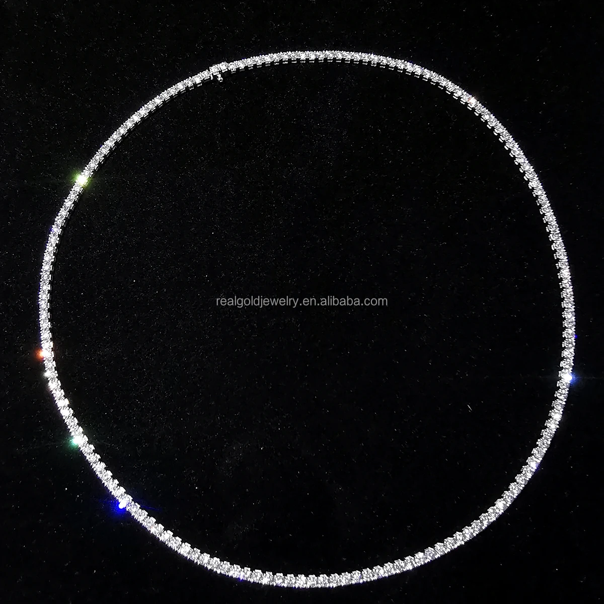 

Luxury Style Design 14K Au585 Solid Pure White Gold Lab Grown Diamond Moissanite Tennis Necklace for Women Wedding