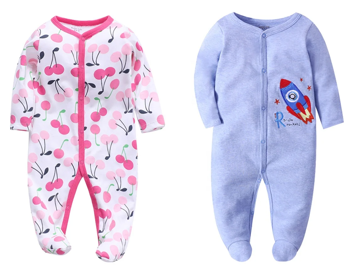 

Newborn baby clothes summer full baby pajamas clothing with feet long sleeve button baby romper