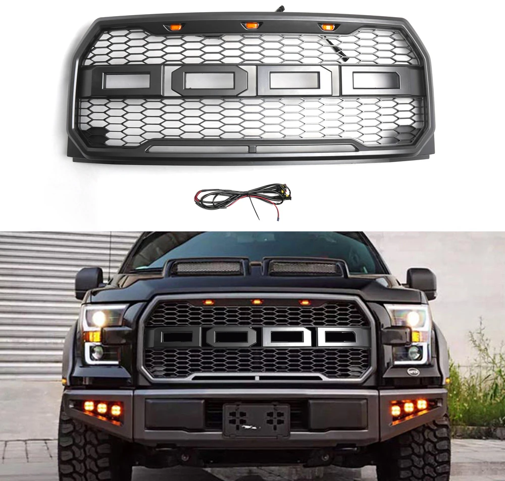 

Areyourshop LED Light Front Bumper Hood Grille For Ford F150 F-150 2015 2016 2017 WIth Letter