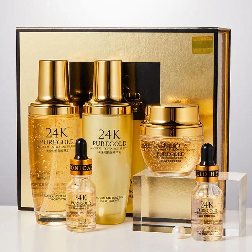 

Private label 24k gold serum anti aging wrinkle removal whitening brightening cream 24k gold skin care set