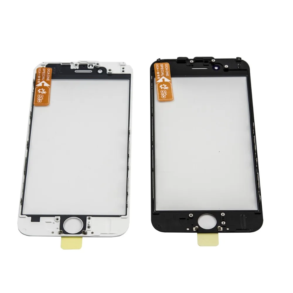 

3 in 1 LCD Front Screen Glass With Frame OCA Glue For iPhone 6 6s plus 7 plus 8 Plus Touch Screen Glass Repair Parts, Black,white