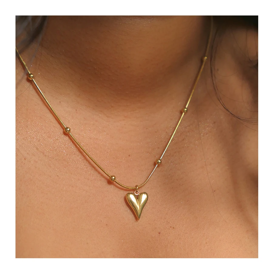 

2023 New 18k Gold Plated Tarnish Free Waterproof Stainless Steel Valentine S Day Love Heart Pendant Rope Chain Necklace For Wom