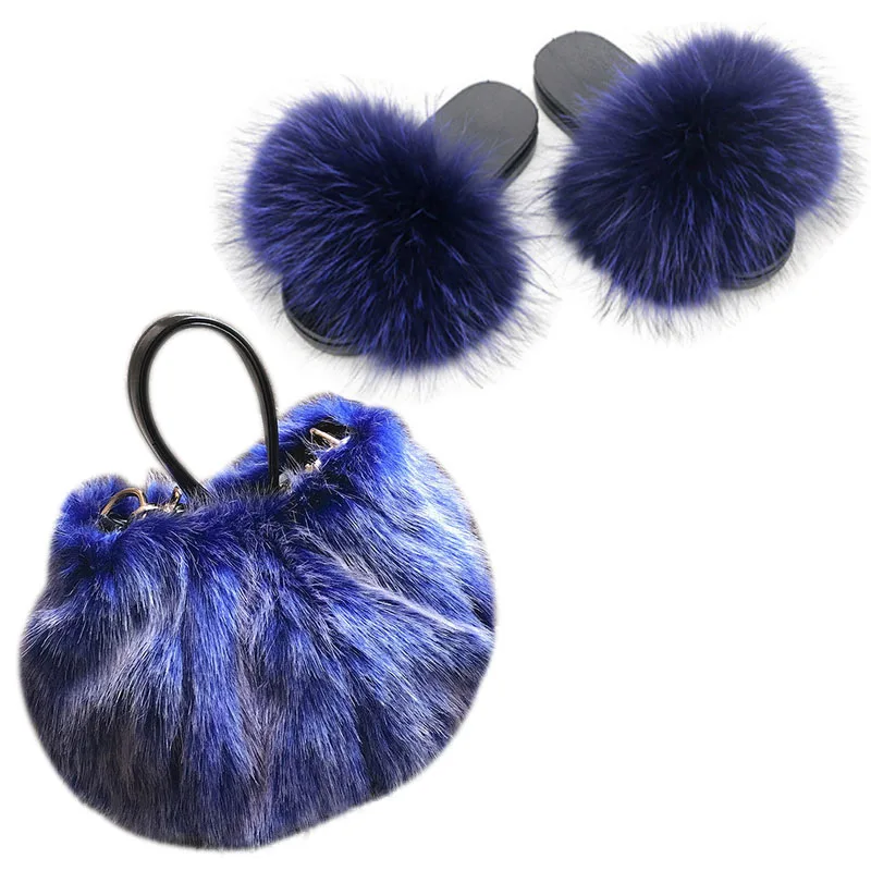 

Wholesale Fur House Fashion Slides for Women with Matching Purse Sets