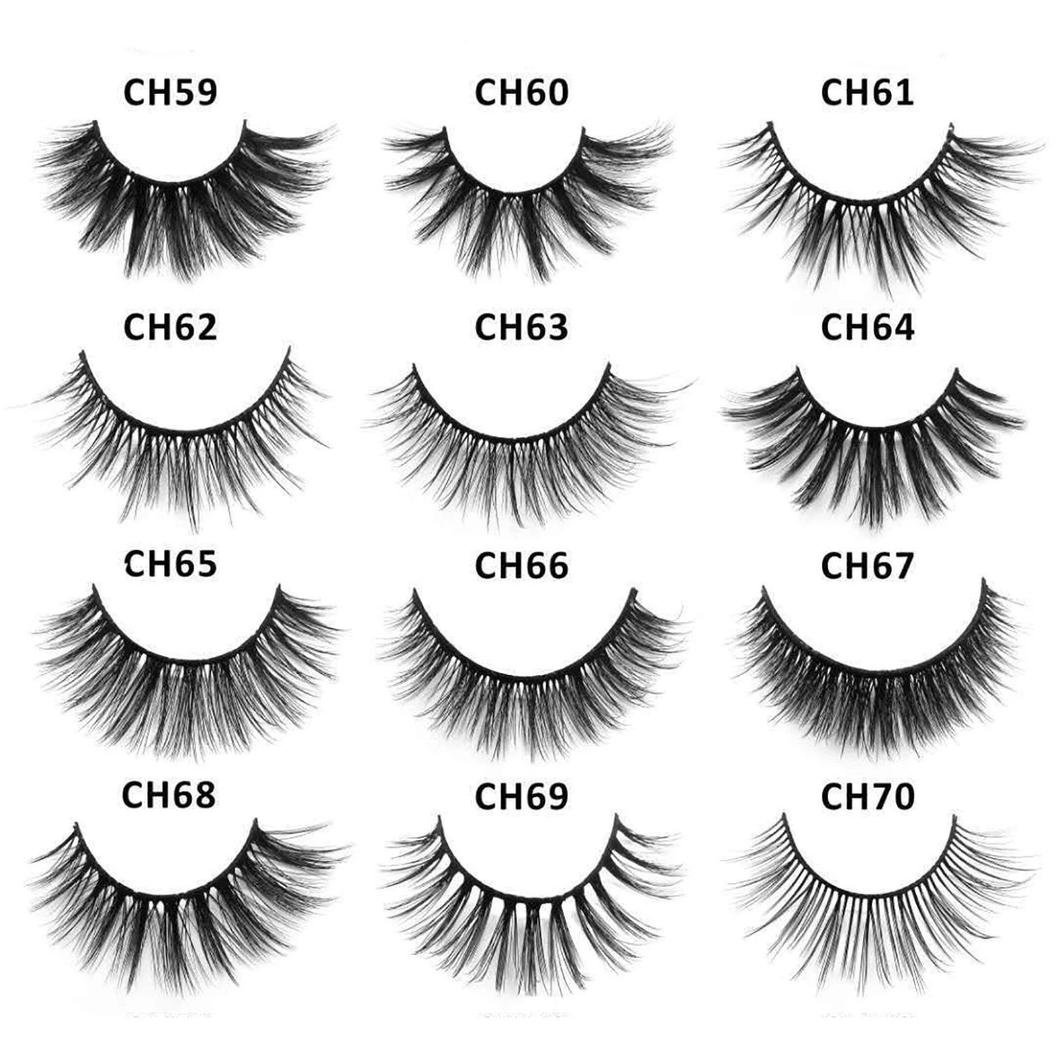 

CH69 high quality Custom 4D silk lashes Full Strip Lashes vegan faux mink eyelashes wholesale vendor, Natural black