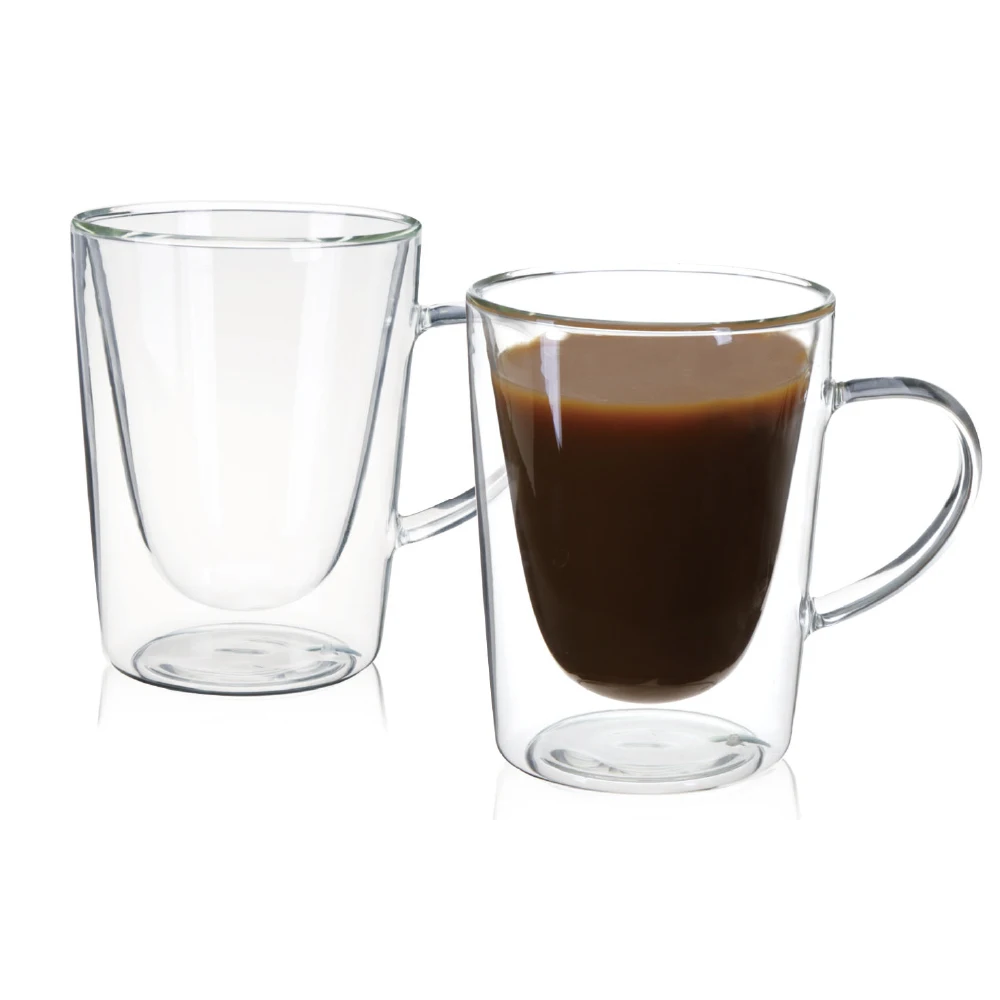 High Borosilicate Double Wall Glass Coffee Cup 260ml Double Wall ...