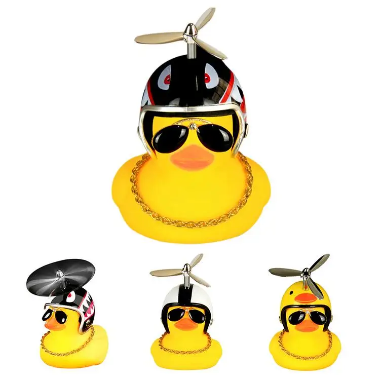 

Car Ornament Duck with Helmet Broken Wind Small Yellow Duck Road Bike Motor Helmet Riding Cycling Bicycle Accessories