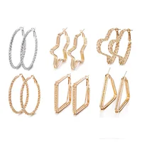 

Big heart shape star triangle star round square large ear ring, Gold silver earrings, Hoop earrings