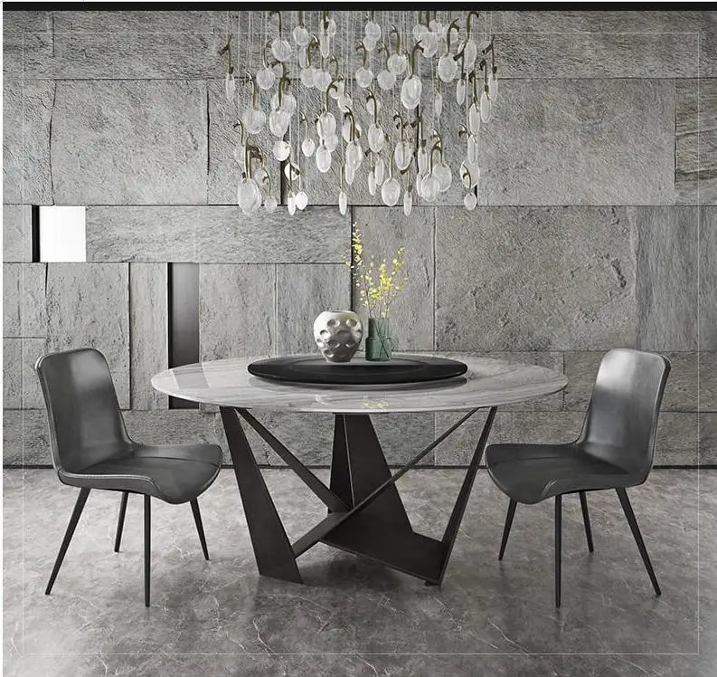 Luxury marble dining table  marble top with iron table legs dining table set