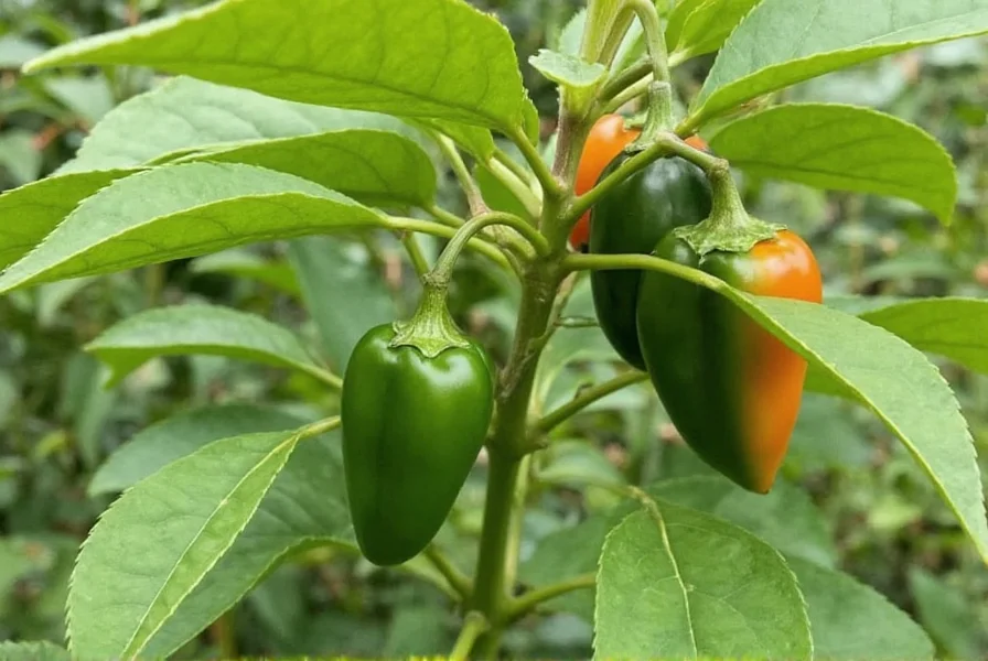 Pepper plant showing multiple fruit types from same branch indicating somatic mutation