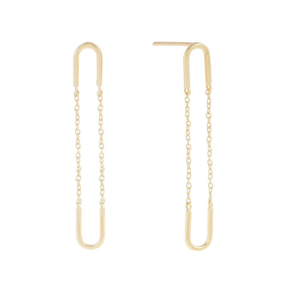 

women high quality 18k gold plated luxury jewelry trendy 925 sterling silver simple style chain pendant Earrings