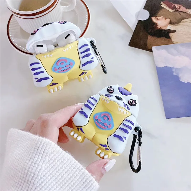 

Gabumon Digital Monster Cool Doll Case for Airpods 2 1 Pro Wireless Earphone Cover Cartoon, Blue