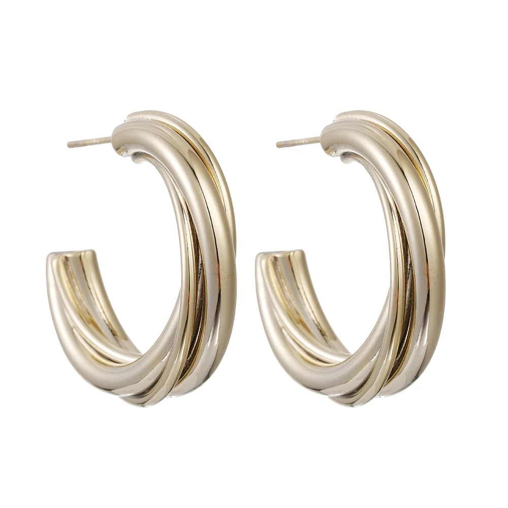 

New Design Small Twist Hoop Earrings Gold Filled C-shaped Enamel Huggie Earrings