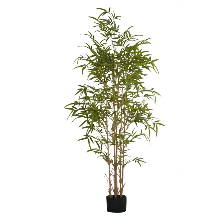 

Wholesale Artificial plant garden home Decorative faux bamboo leaves in pot, Green