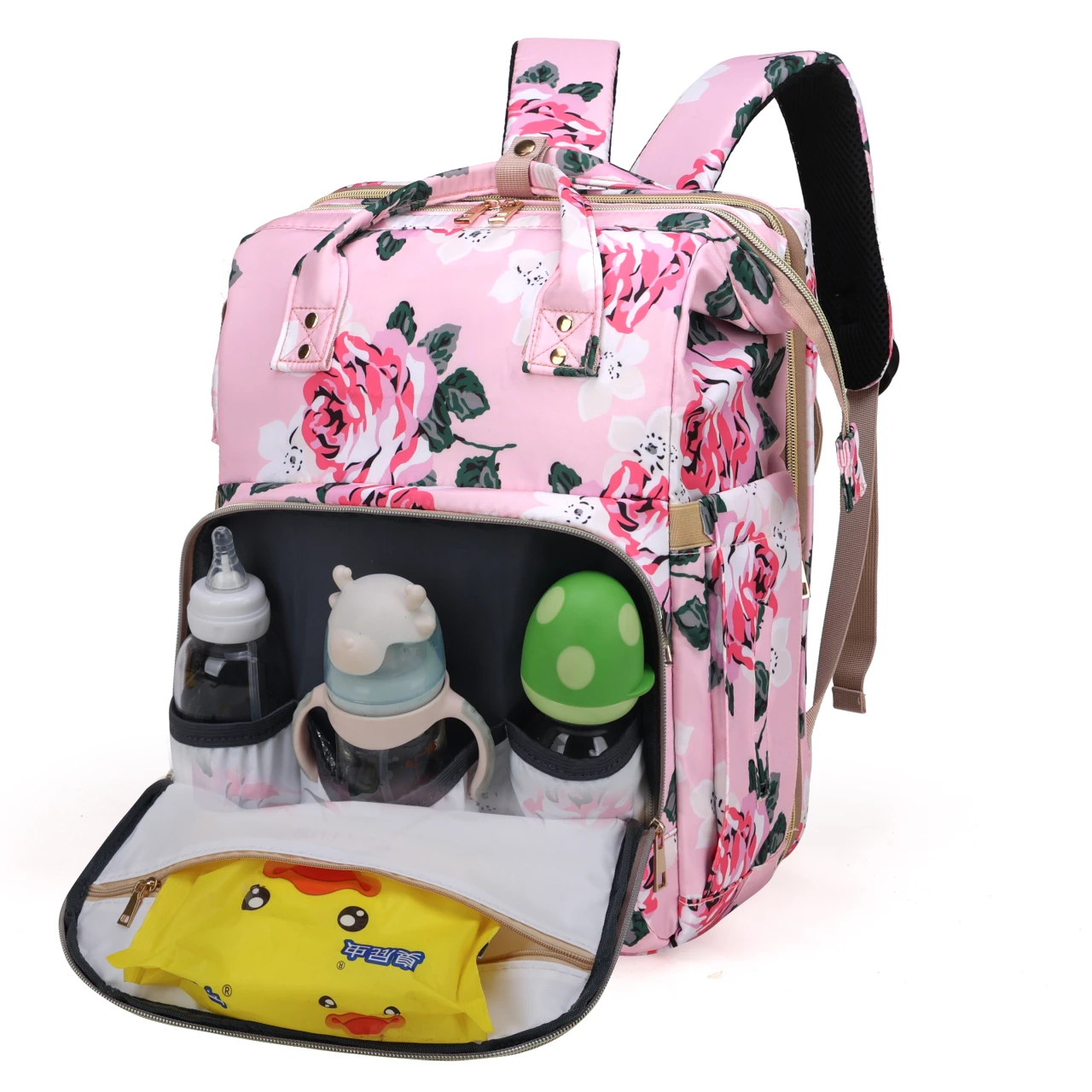 

Private Label Travel Nylon Nappy Shoulder Baby Diaper Tote Bag Water Resistant Fashion Multifunction Lequeen Diaper Bag