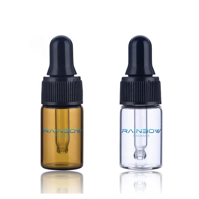 

hot sale cosmetic packaging 1ml 2ml 3ml 5ml transparent amber empty sample mini glass dropper bottle for perfume oil