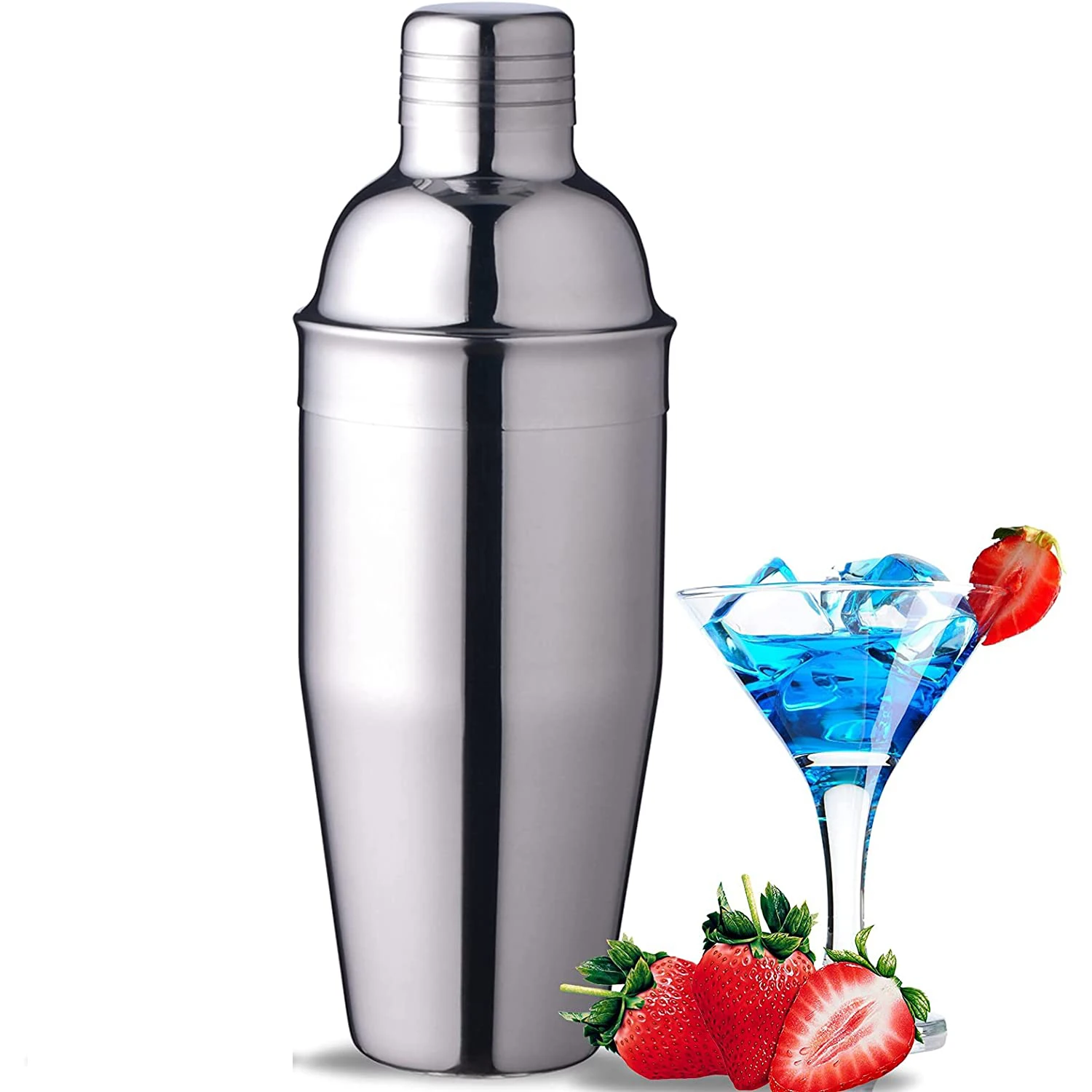 

Barware Tool Professional Bartender Kit Double Wall 750ml Stainless Steel 304 Cocktail Shaker, Silver,customizable