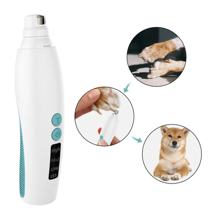 

3 speed electric usb painless cat small medium large dog paw grooming nail pet dog nail trimmer, White/green/black/gray