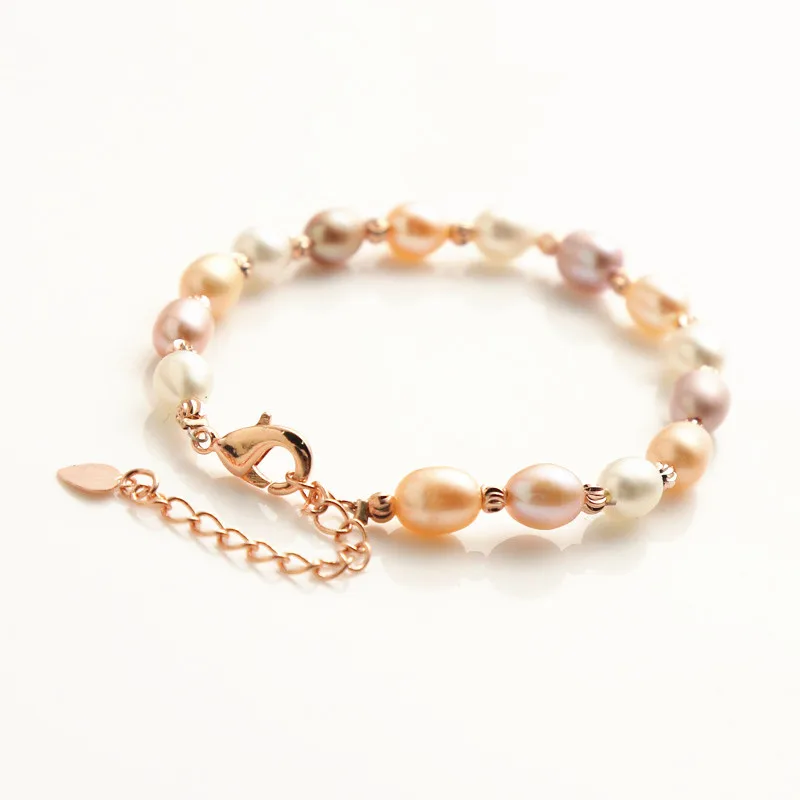 

24K rose gold plated Wholesale headband real pearl jewelry fresh water pearl bracelet women, Shell bracelets for women