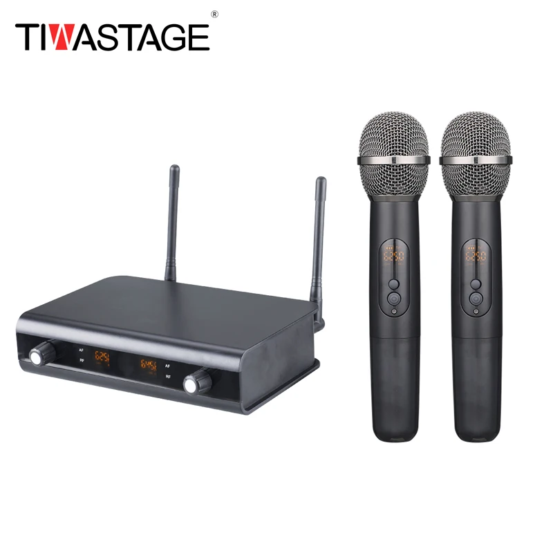 

Tiwa 2 channel wireless microphone UHF with optional frequency, Black