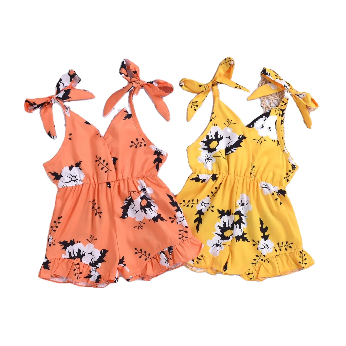 

Summer Children Baby Girl Clothing Romper Floral Sleeveless Strap Overalls Toddler Girls Kids Jumpsuit, Photo showed and customized color