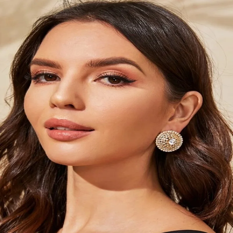 

fashion round stud crystal earrings women