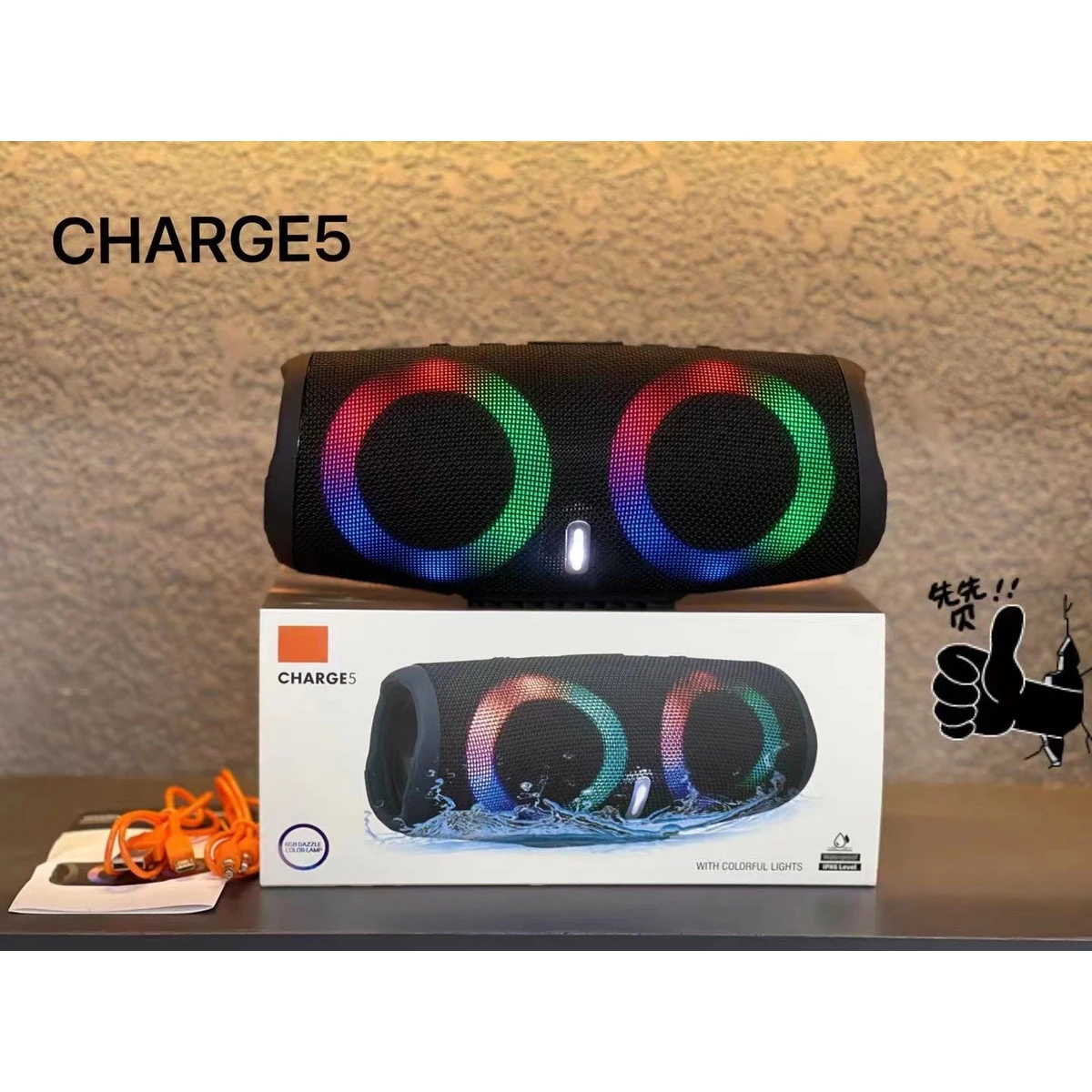 

CHARGER5 RGB Factory Direct Selling Parlantes Double Horn Speaker Mini Subwoofer Speaker With Ring Cool Lights