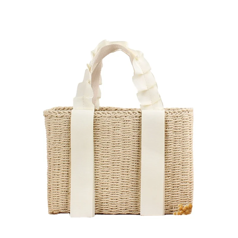 

Summer Beach Bag Women Straw Paper Handbag Top Handle Big Capacity Travel Tote Daily Bags