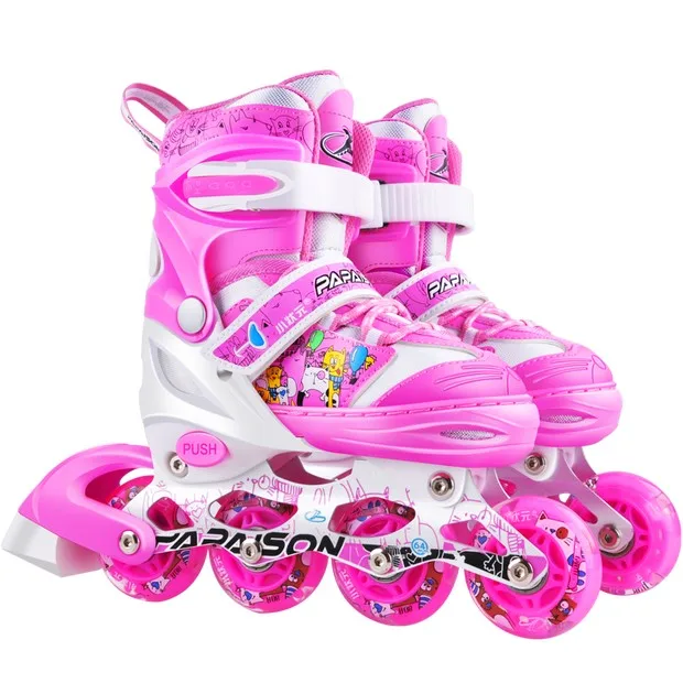 

2020 PAPAISON latest kids roller blade 4 flashing wheels inline skates shoes with cheap price, Blue, pink