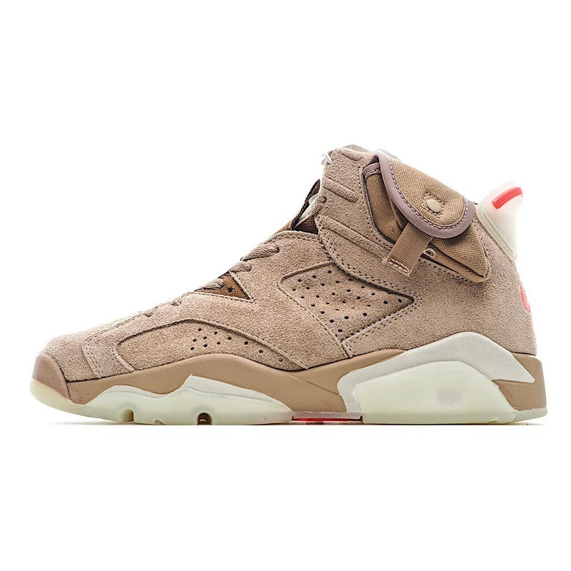 

New Arrived Men Basketball Shoes brand Khaki Brown Suede A J6 Retro 6 Travis Scotts Sports Shoes Mens Trainer Sport Sneaker