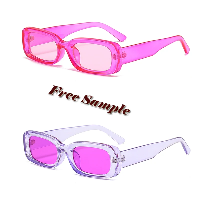 

LBAshades 2088 2023 Wholesale Fashion Candy jelly Color Retro Rectangle Small Vintage Square Frame Sunglasses Women Men