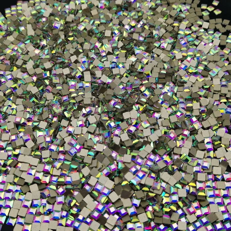 

1440pcs/Bag High Quality Mix Size AB Rainbow Crystal Gold Bottom Gem Nail Rhinestones, Black color rhinestones