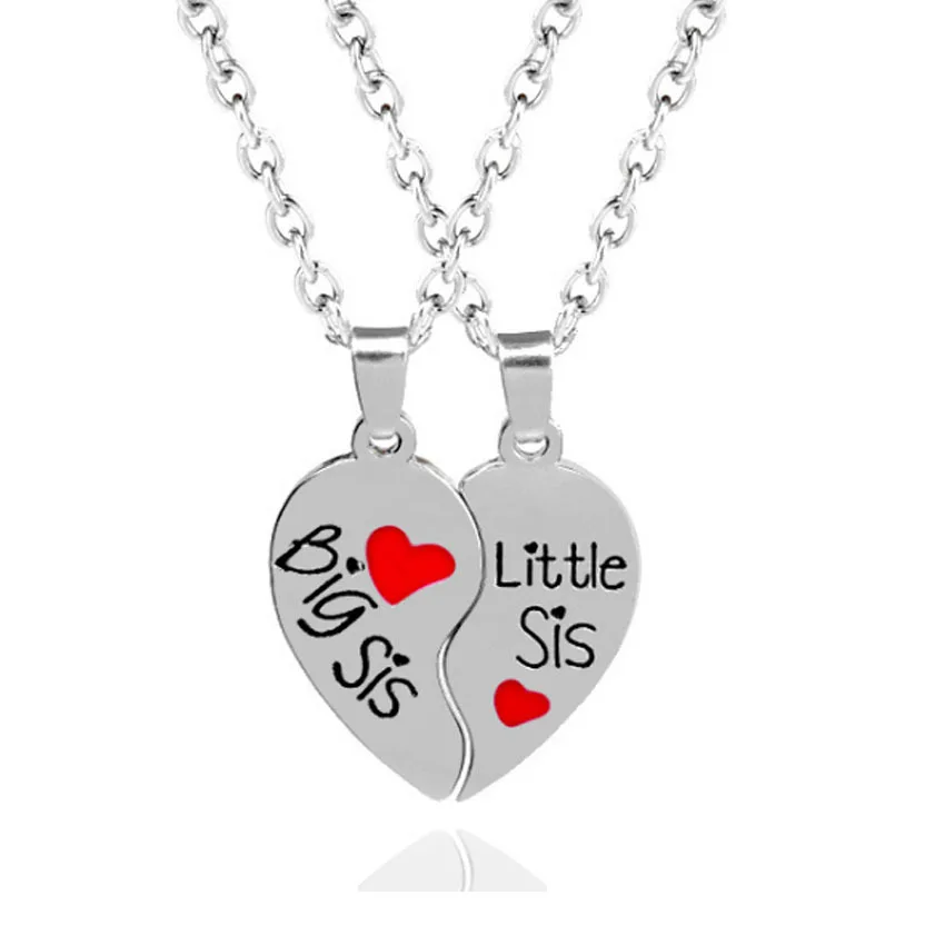 

20016-5 European and American good sisters big / middle / little two petal love splicing Pendant Necklace