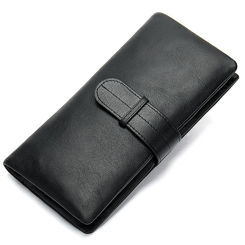

large cow leather black long coin cash credit card wallet for men real leather, Black,coffee