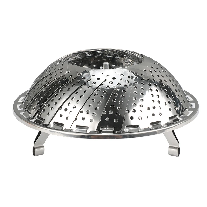 

High Quality Stainless Steel Food And Vegetable Collapsible Steamer Basket Folding, Silver/customized