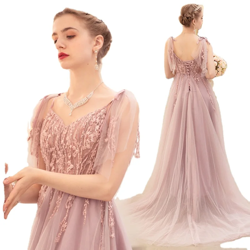 

Pink bridal toast dress dinner annual party wedding dress, Picture